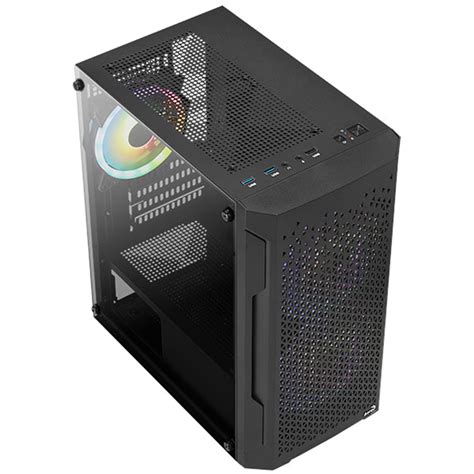 Aerocool Trinity Mini Tower Case
2 x 3.5'' / 3 x 2.5'
Fan layout:Front: 120mm x 2 or 140mm x 2 , Top: 120mm x 2  PSU Shroud: 120mm x2, Rear: 120mm x 1.  3x 1140mm and 1x 120mm Fan Included
USB 3.0 x2, USB 2.0 x1
Colour: Black
M-ATX / Mini-ITX

